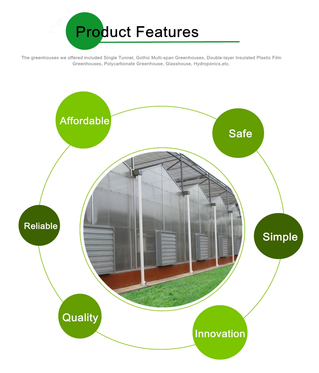 8mm/ 10mm Used Polycarbonate Greenhouse Commercial Multi Span/Single Span PC Sheet Greenhouse for Sale